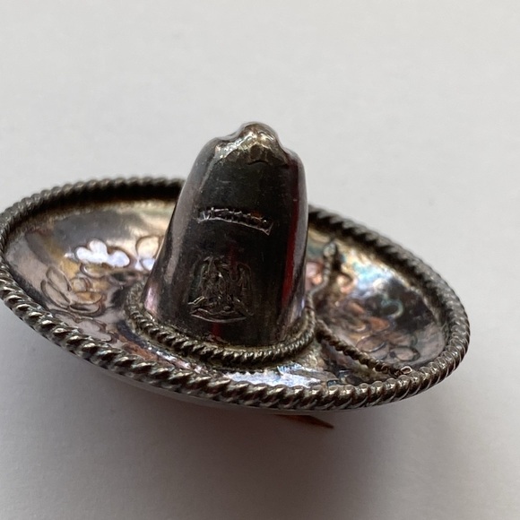 1950'S SOMBRERO STERLING SILVER PIN BROOCH WEAR BROACH STUDIO SIGNED STAMPED 925 - Picture 2 of 5